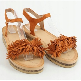 Sandals with fringed camel JN315 Camel brown 1