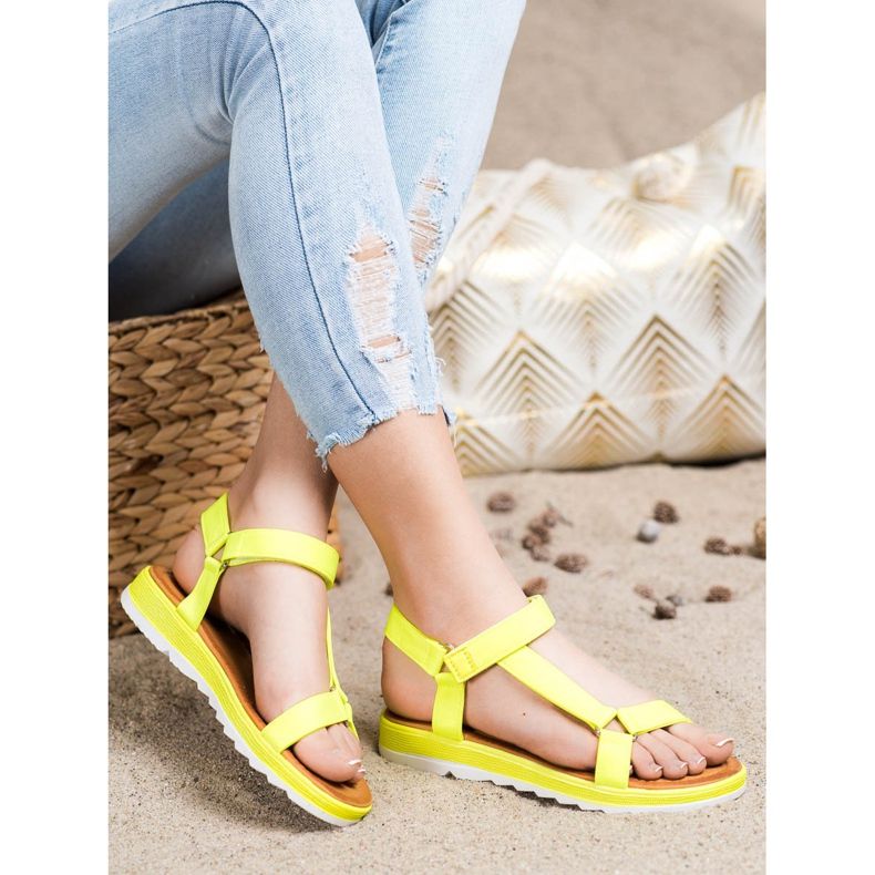 SHELOVET Fashionable Sandals With Velcro yellow 1