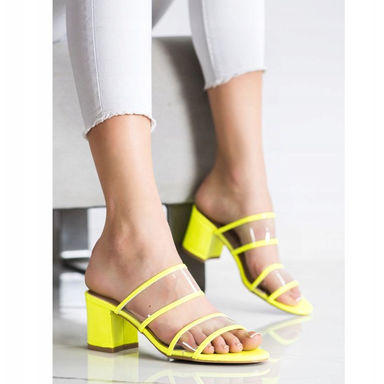 Small Swan Slippers With Transparent Strips yellow 2