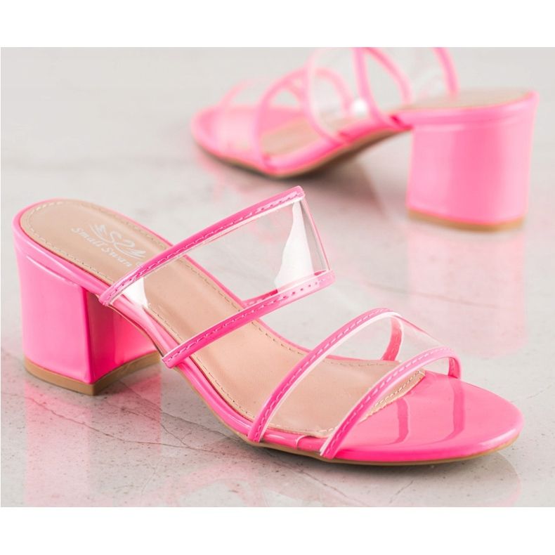 Small Swan Slippers With Transparent Strips pink 1