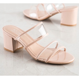 Small Swan Slippers With Transparent Strips beige 1