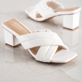 Small Swan Elegant Eco Leather Slippers white 1