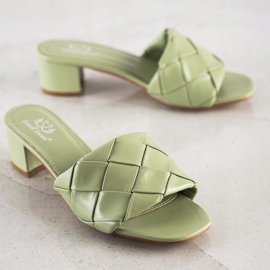 Small Swan Quilted Slippers On A Post green 1