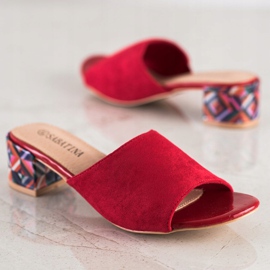 Sabatina Patterned Heel Slippers red 1