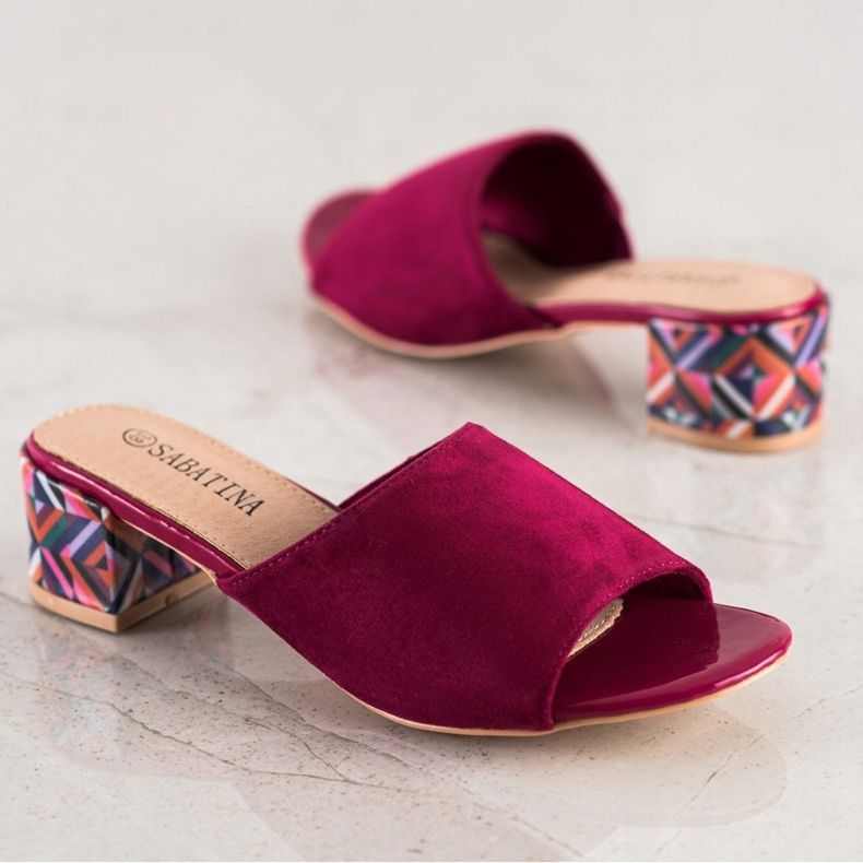 Sabatina Patterned Heel Slippers pink 1