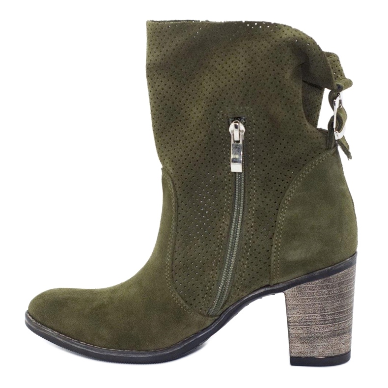Olivier Openwork leather Sophia green boots khaki 1