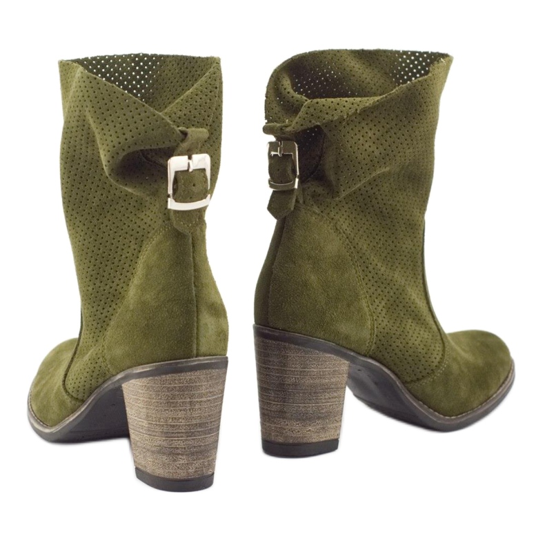 Olivier Openwork leather Sophia green boots khaki 4
