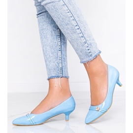 Blue pumps on Molly's low heel 1 Blue pumps on Molly's low heel 1