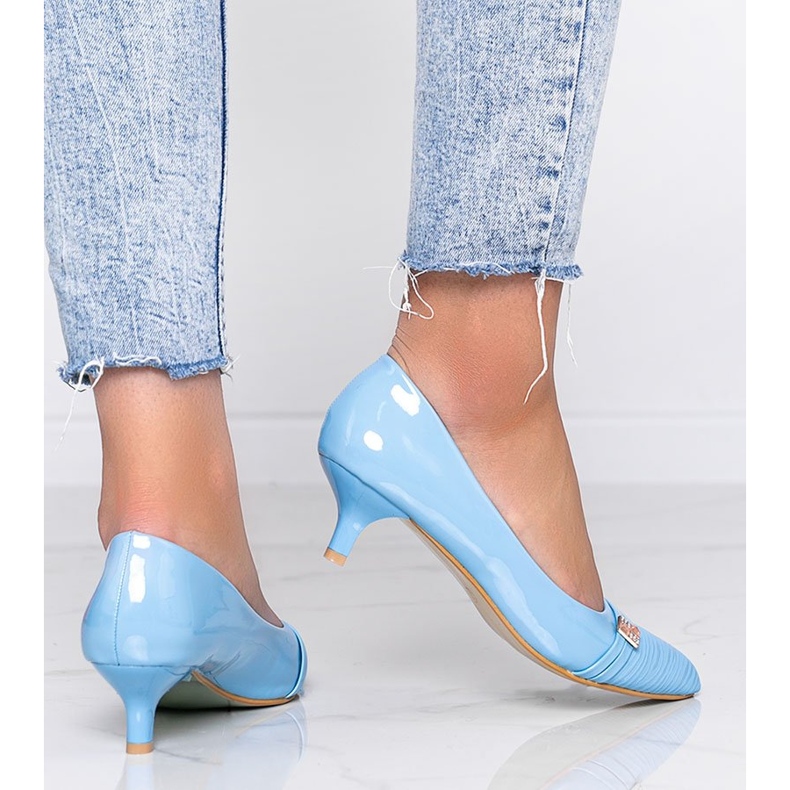 Blue pumps on Molly's low heel 2