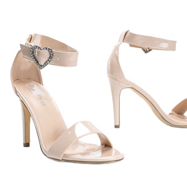 Be My Baby, beige lacquered sandals 1