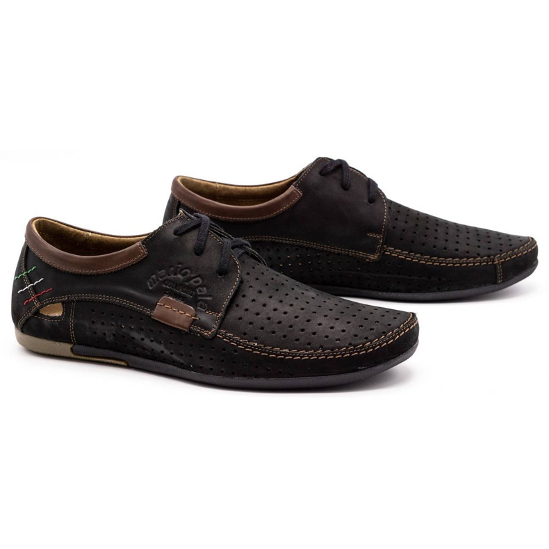 Olivier Men's openwork leather shoes 563 black brown 1