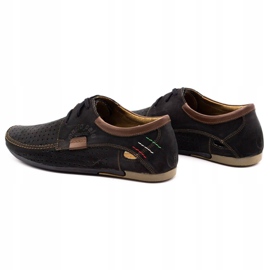 Olivier Men's openwork leather shoes 563 black brown 4