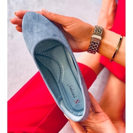 Blue CC212P Blue smooth suede ballerinas 2