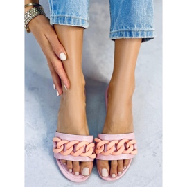Pink Slippers with a chain pink 7857 Light Pink 1