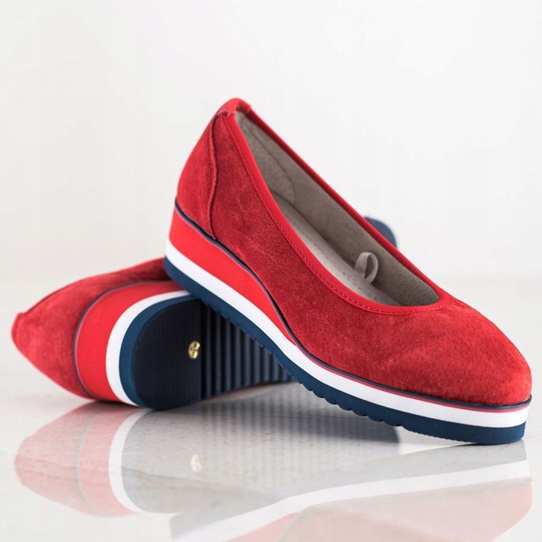 Filippo Leather Wedge Pumps red 1