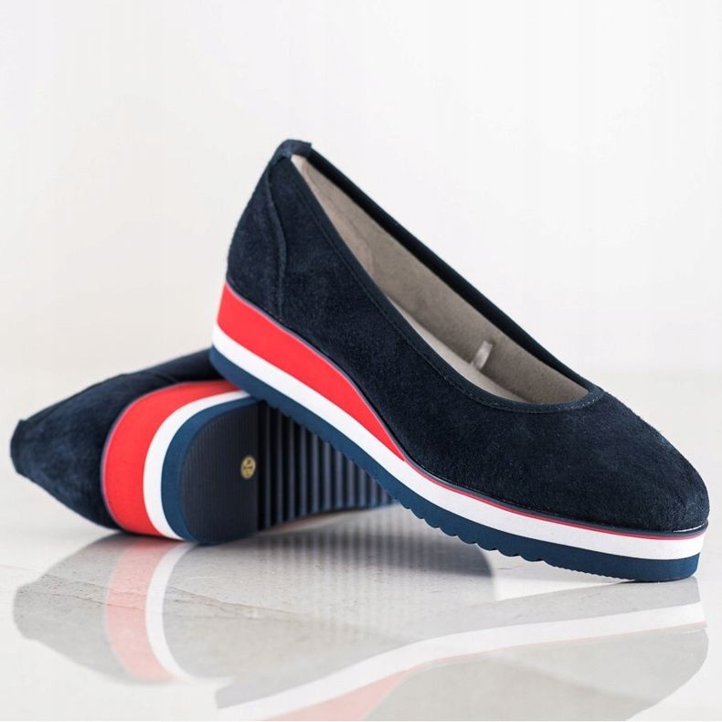 Filippo Leather Wedge Pumps navy blue 1