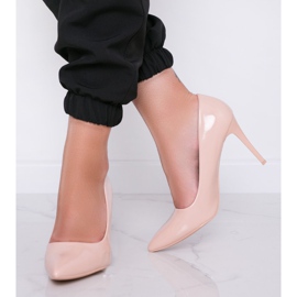 Beige lacquered Tisha heels 1