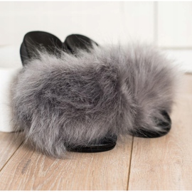 SHELOVET Stylish Slippers With Fur grey 2