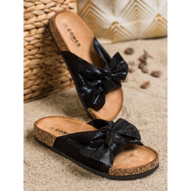 Comer Comfortable flip-flops with a bow black 1