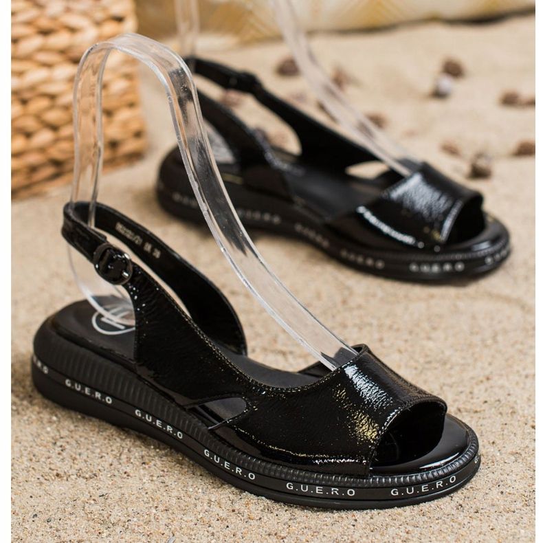 Filippo Comfortable lacquered sandals black 1