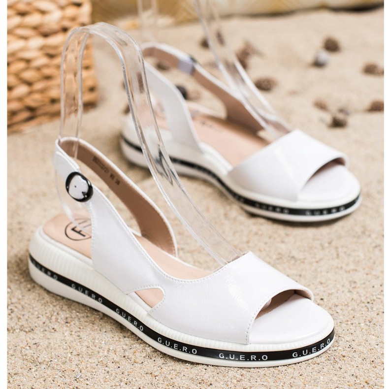 Filippo Comfortable lacquered sandals white 2