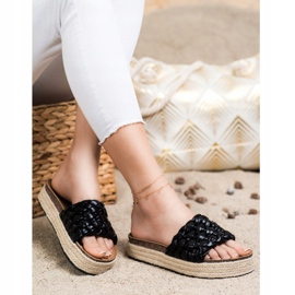 SHELOVET Braided Espadrilles Flip-Flops black 1