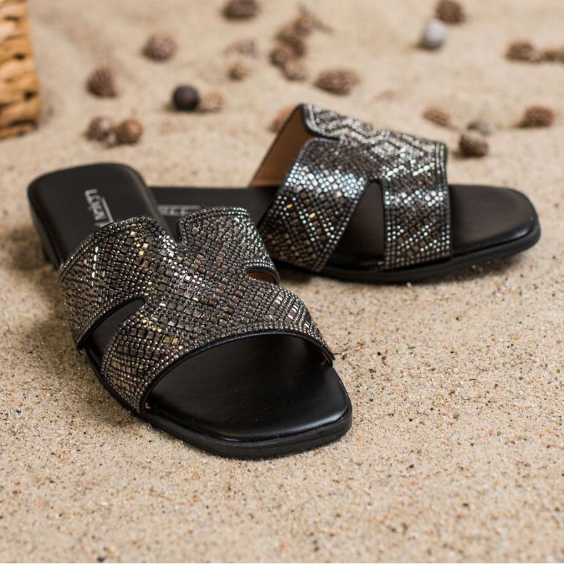 SHELOVET Stylish Slippers With Ornaments black 1