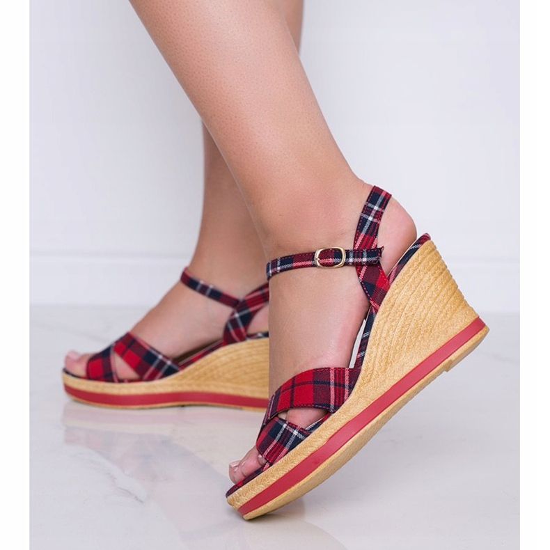 Red checkered wedge sandals from You Bebe 1
