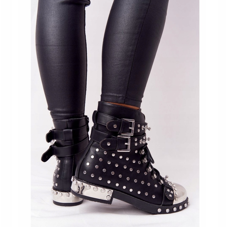 Women's Warm Boots Workers With Rhinestones Black Lu Boo 1
