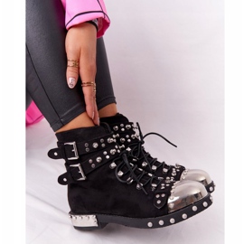 Women's Warm Boots With Rhinestones Suede Black Lu Boo 1