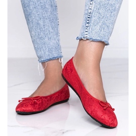 Alessandra red lace ballerinas 1