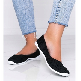 Black fabric ballerinas with the Good Days openwork pattern 1