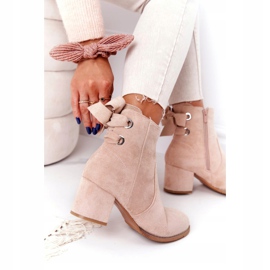 PJ1 Women's warm boots on a heel Beige Kayla 1