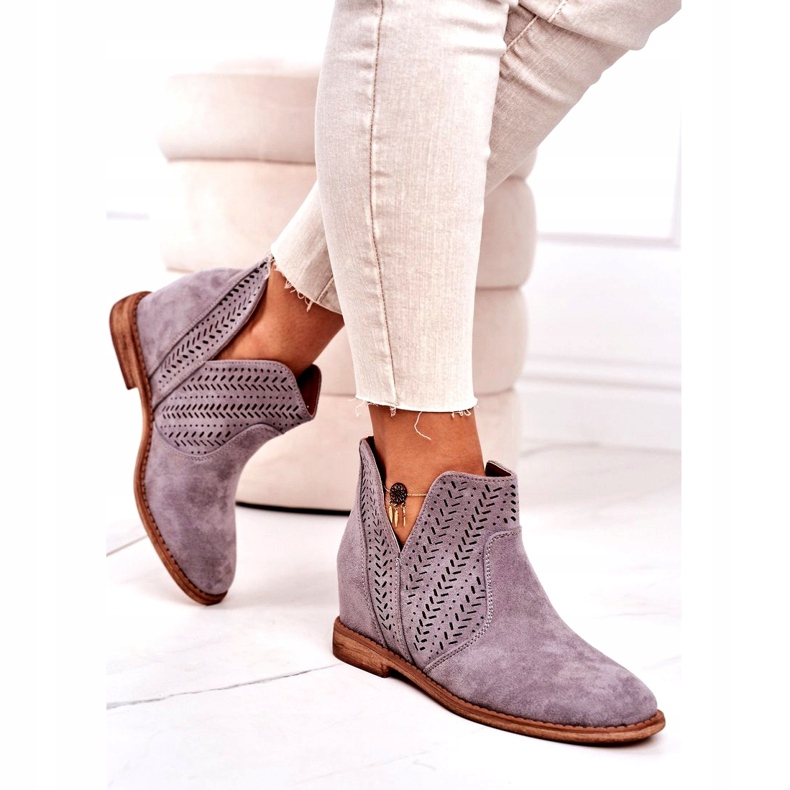 Openwork boots on a wedge Gray Melanie grey 2