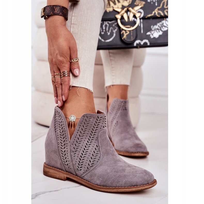 Openwork boots on a wedge Gray Melanie grey 1