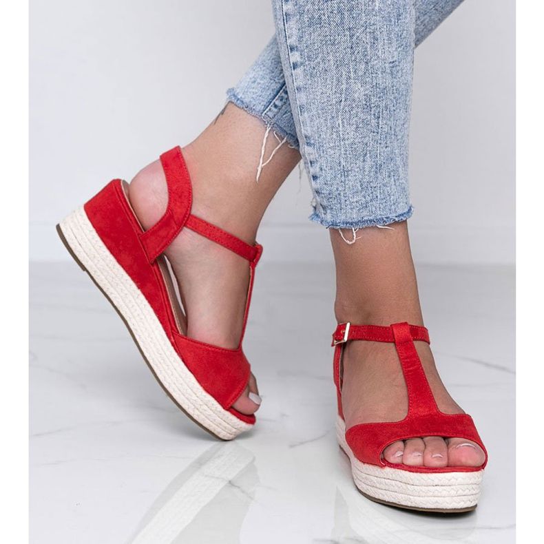 Kima's red wedge sandals 1