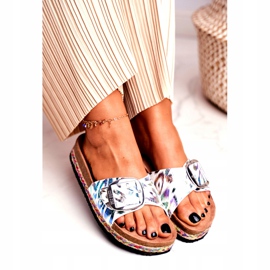 Women's Slippers Big Star Metallic Pattern DD274127 white purple silver green 3