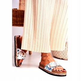 Women's Slippers Big Star Metallic Pattern DD274127 white purple silver green 2