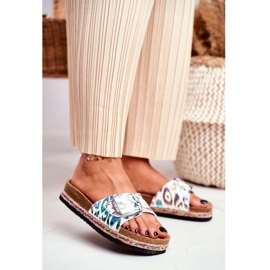 Women's Slippers Big Star Metallic Pattern DD274127 white purple silver green 1