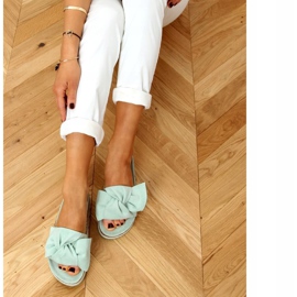 Mint 8228 Green slippers on high sole 1