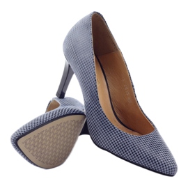 Espinto 542 checkered pumps for women black blue grey 3