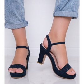 Navy blue openwork sandals on the Perfect day post 1