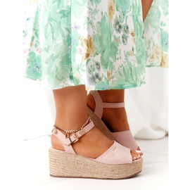 Wedge Sandals With Braided Big Star FF274749 Nude pink 3
