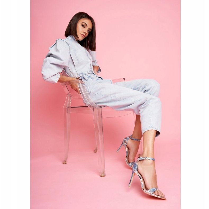 Lu Boo Women's High Heel Sandals, Blue beige 1