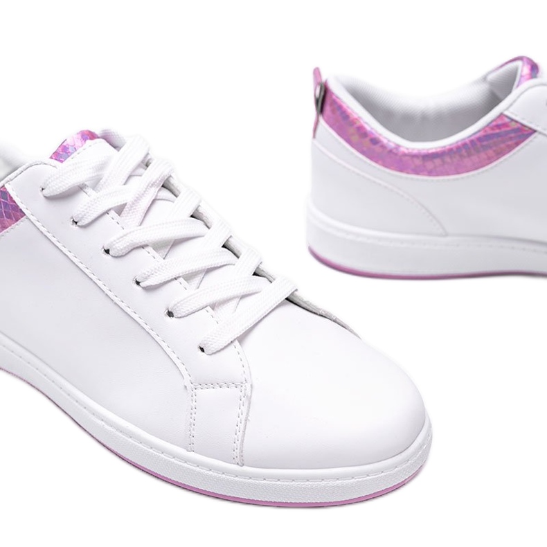 Madalynn holographic sneakers in white and pink 2