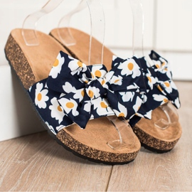 SHELOVET Fashionable Slippers With Flowers navy blue 2 SHELOVET Fashionable Slippers With Flowers navy blue 2