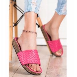 SHELOVET Fashionable woven slippers pink 2