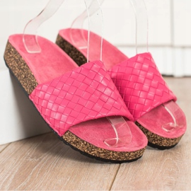 SHELOVET Fashionable woven slippers pink 1