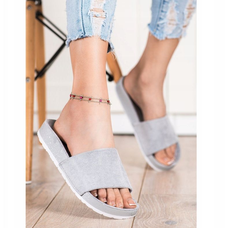 SHELOVET Fashionable Suede Slippers grey 2 SHELOVET Fashionable Suede Slippers grey 2