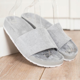 SHELOVET Fashionable Suede Slippers grey 1